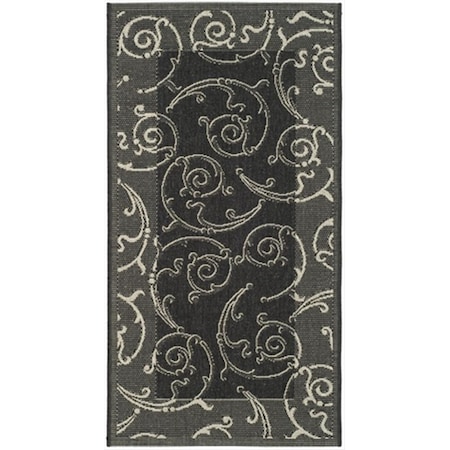 Safavieh 4 Ft. X 5 Ft. - 7 In. Small Rectangle- Indoor - Outdoor Courtyard Black And Sand Machine Made Rug CY2665-3908-4